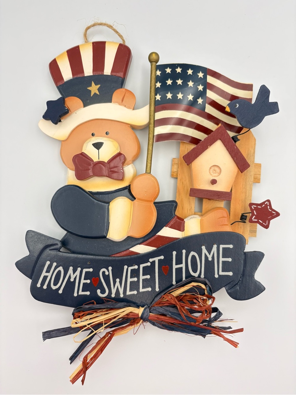 Avon Patriotic Bear Wall Hanging in Red, White & Blue with Gold Accents